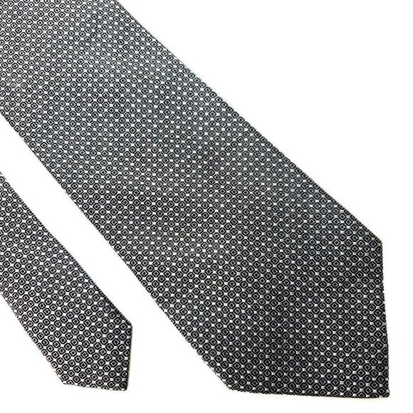 Merona Silk Tie Woven Black White Geometric - Picture 1 of 6